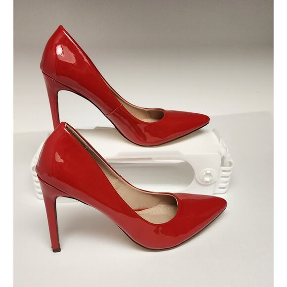 Chase & Chloe LALA-4 Faux Patent Leather Red Pump Heel Shoes Size 7M - Picture 5 of 13